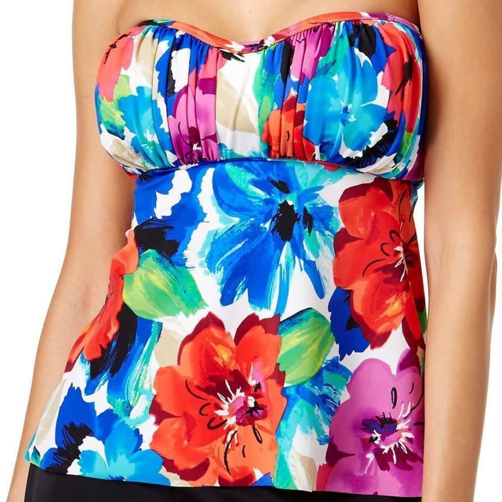 Swim Solutions Sedona Floral Bandeau Tankini Top